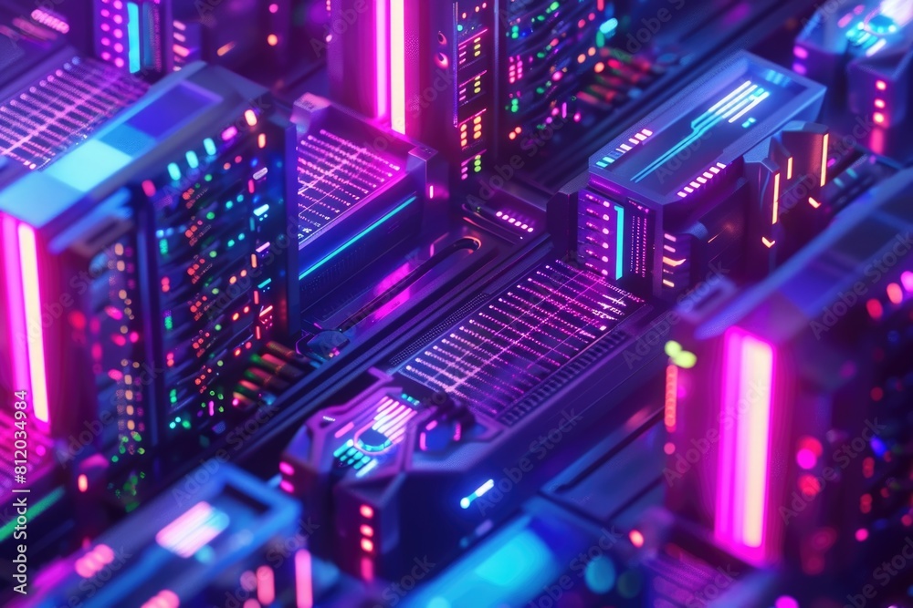 Fototapeta premium Detailed view of a computer motherboard, suitable for technology concepts