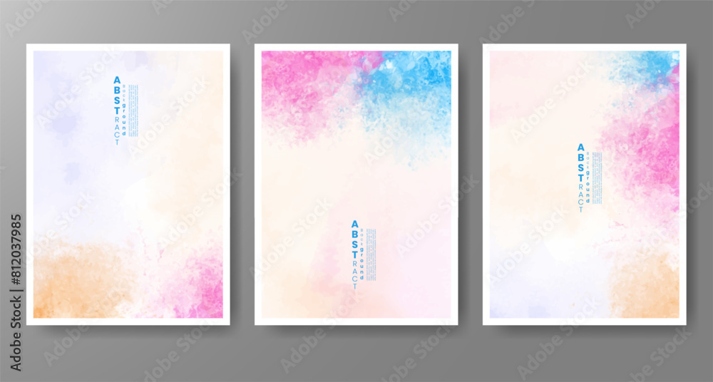 Set of creative hand painted abstract watercolor background. Design for your cover, date, postcard, banner, logo.