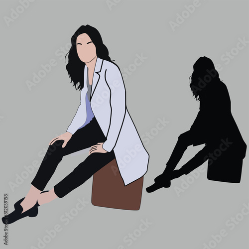 silhouette of a woman doctor, woman, patient, vector, cartoon, girl, report, 
