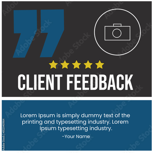Square client testimonial design template and client testimonial social media post design. Vector illustration
