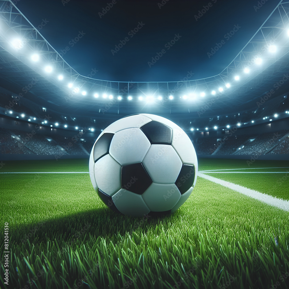 Naklejka premium soccer ball on grass