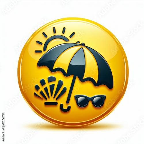 Summer element 3d icon clipart island isolated on white background