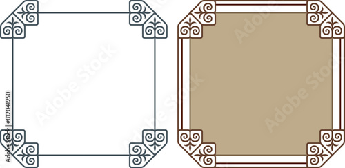 Frames from Kazakh ornaments. Background for cards, inscriptions, headers. Traditional patterns of Kazakhs. Decorative art of nomads. Ancient Turkic ornaments. Customs and traditions of Kazakhstan.