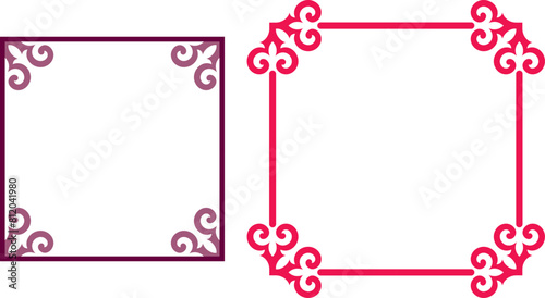 Frames from Kazakh ornaments. Background for cards, inscriptions, headers. Traditional patterns of Kazakhs. Decorative art of nomads. Ancient Turkic ornaments. Customs and traditions of Kazakhstan.