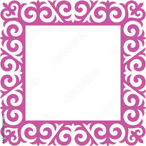 Frames from Kazakh ornaments. Background for cards, inscriptions, headers. Traditional patterns of Kazakhs. Decorative art of nomads. Ancient Turkic ornaments. Customs and traditions of Kazakhstan.