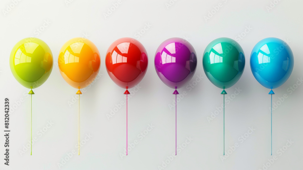 Vibrant, isolated summer balloons in various colors and sizes on a white background, perfect for summer parties Vibrant, isolated summer balloons in various colors and sizes on a white background, perfect for summer parties