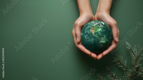 Global Conservation Awareness Represented by Hands Holding the Earth