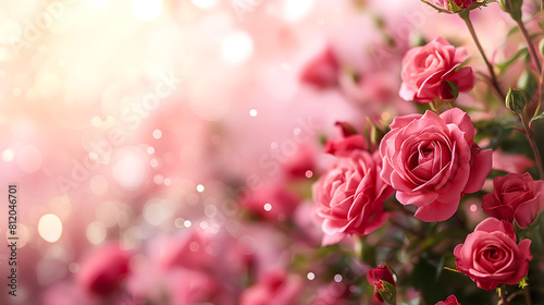Dew-Kissed Roses Basking in a Soft Pink Glow