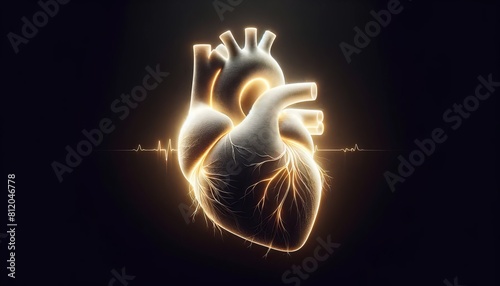 A heart is lit up in a dark background