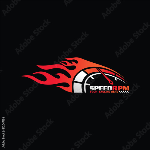 Auto Speed with racing flame logo design vector template