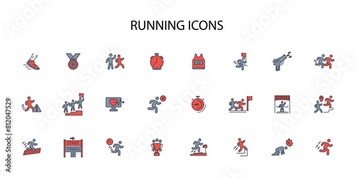 running icon set.vector.Editable stroke.linear style sign for use web design,logo.Symbol illustration.