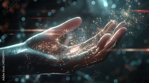 Digital evolution unfolds with every gentle gesture, shaping the future of technology in the palm of a woman's hand