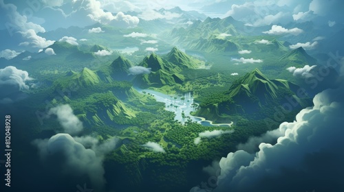 A beautiful landscape with mountains and a lake