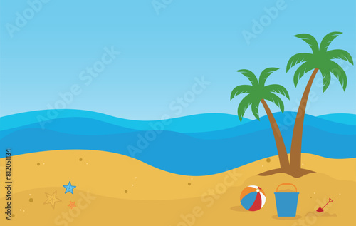Summer beach background banner vector holiday and travel for promotion