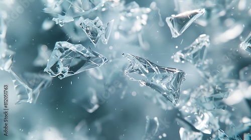 Splintered shards of glass caught in a frozen dance, each piece reflecting a different perspective