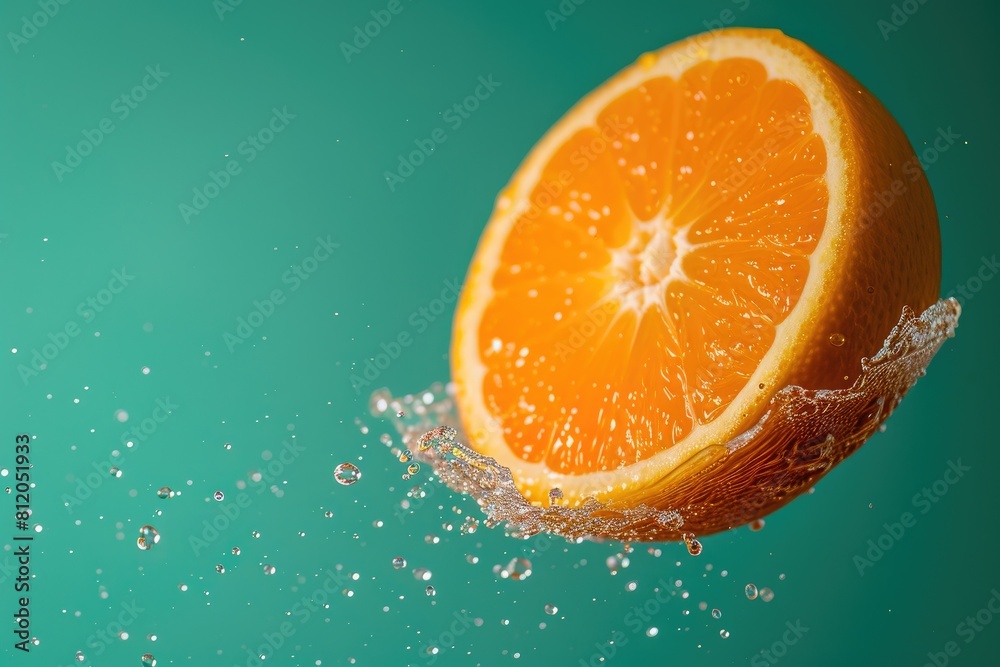 Juicy Citrus Splash: Floating Orange Halves Juicy Citrus Splash: Floating Orange Halves