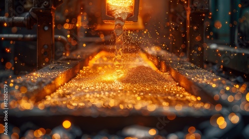 Metal smelting, liquid metal, liquid metal casting, high temperatures. Steel, cast iron, aluminum, copper, iron. photo