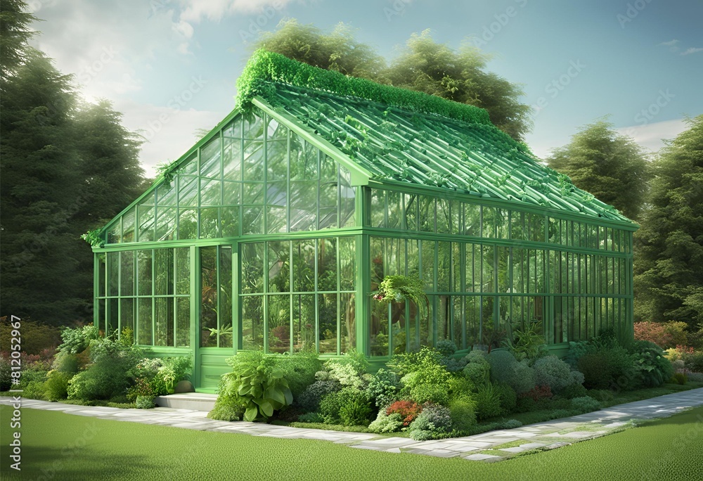 greenhouse in the garden very beautiful and detail image