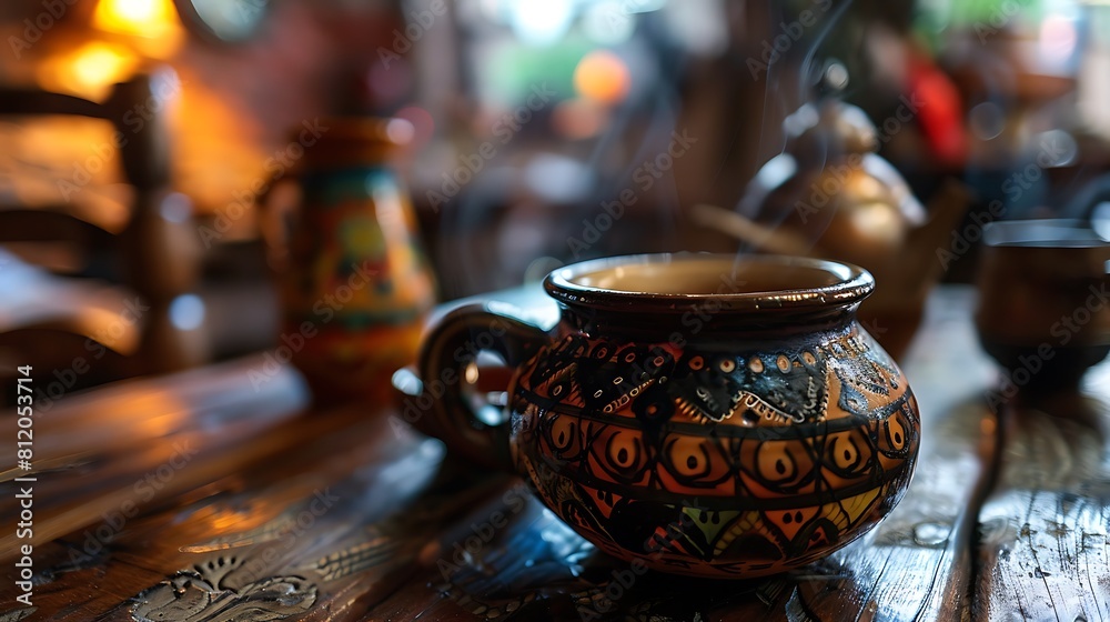 Close up of a cafe de olla on the table Close up of a cafe de olla on the table