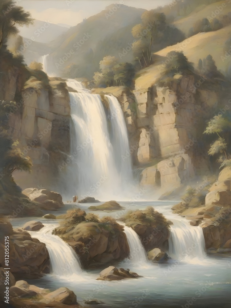 Naklejka premium Italian Landscape Vintage Painting Illustration Art