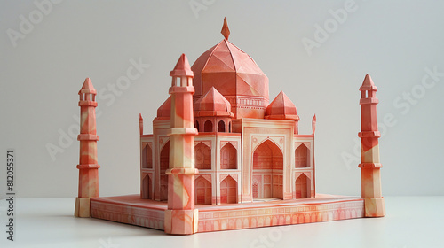Origami Taj Mahal, 3D illustration 