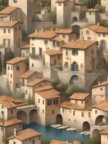 Italian Landscape Vintage Painting Illustration Art