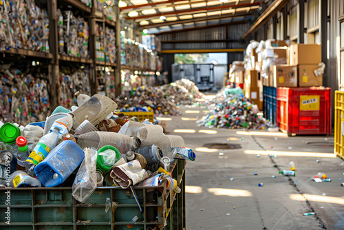 Plastic bottle waste in the recycling center to reuse The importance of waste management and recycling