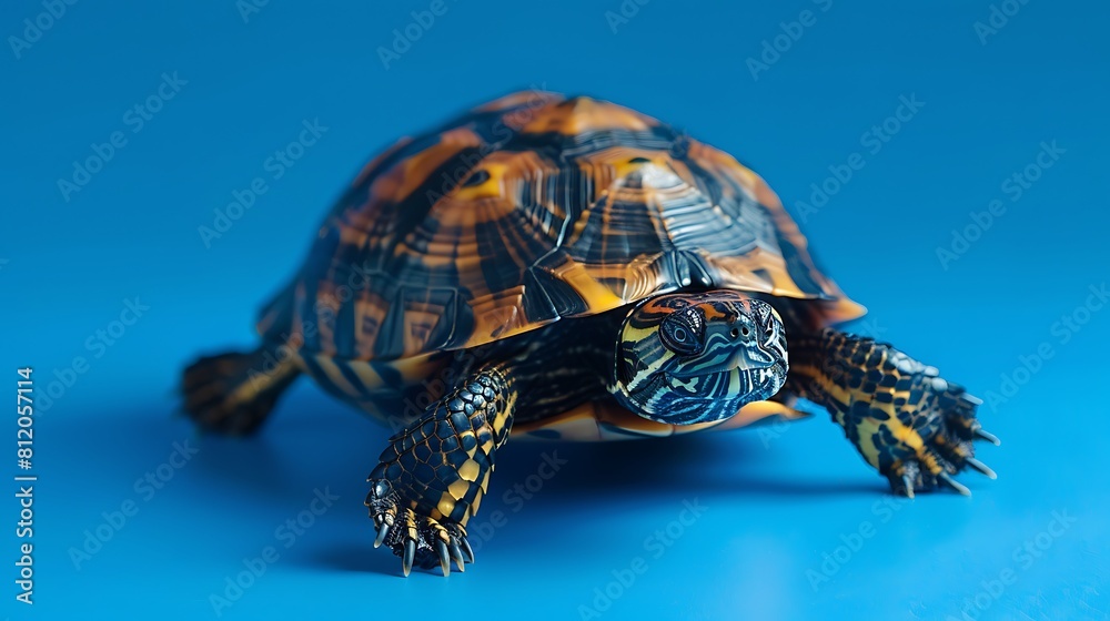 Obraz premium Turtle on the blue background