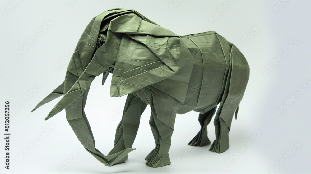Origami paper elephant with white background, 3D Illustration Origami paper elephant with white background, 3D Illustration