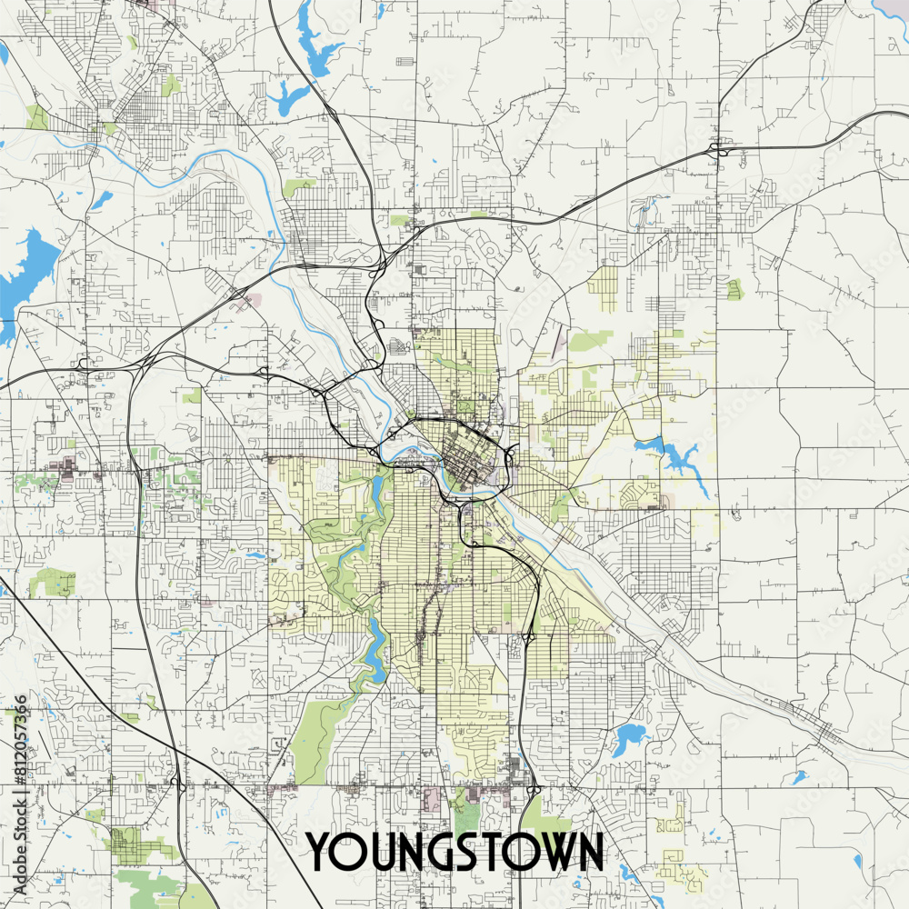 Fototapeta premium Youngstown, Ohio, USA map poster