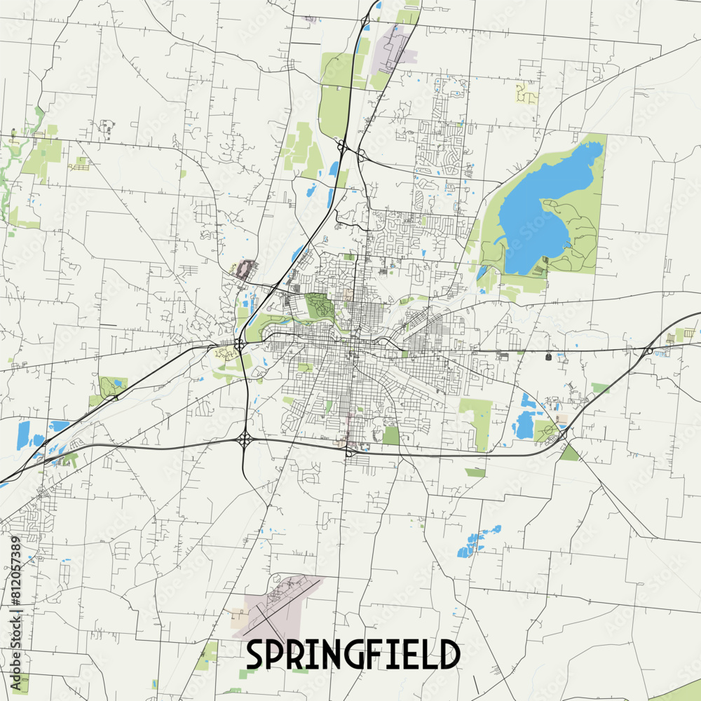 Springfield, Ohio, USA map poster