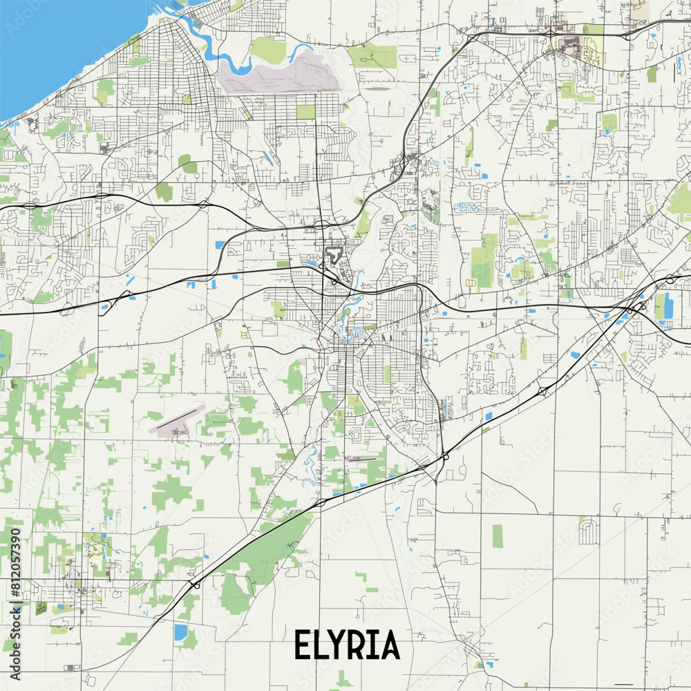 Obraz premium Elyria, Ohio, USA map poster