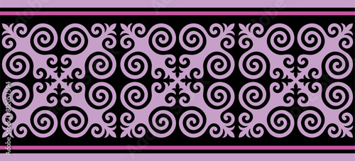 Безымянный-1Strip of plant patterns. Ethno style. Kazakh ornaments. Horizontal patterned design. Traditional patterns of Kazakhs. Ancient Turkic ornaments. Traditions of Kazakhstan. Decorative art of 