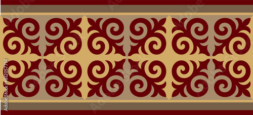 Безымянный-1Strip of plant patterns. Ethno style. Kazakh ornaments. Horizontal patterned design. Traditional patterns of Kazakhs. Ancient Turkic ornaments. Traditions of Kazakhstan. Decorative art of 