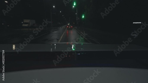 Traffic Patrol Car in Pursuit. Police Officers in Squad Car Chasing Suspect on  Road, Sirens Blazing, High Speed. Cops on Emergency Response Call. Stylish Cinematic Action Packed Shot