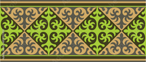 Безымянный-1Strip of plant patterns. Ethno style. Kazakh ornaments. Horizontal patterned design. Traditional patterns of Kazakhs. Ancient Turkic ornaments. Traditions of Kazakhstan. Decorative art of 