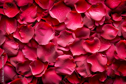 Dense cluster of vibrant red rose petals.