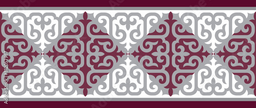 Безымянный-1Strip of plant patterns. Ethno style. Kazakh ornaments. Horizontal patterned design. Traditional patterns of Kazakhs. Ancient Turkic ornaments. Traditions of Kazakhstan. Decorative art of 