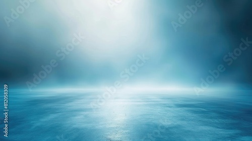 Blue White Gradient Background. Abstract Blurred Studio Room Backdrop for Banner or Business Showcase
