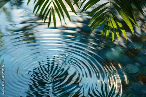 Palm fronds casting shadows on rippling water