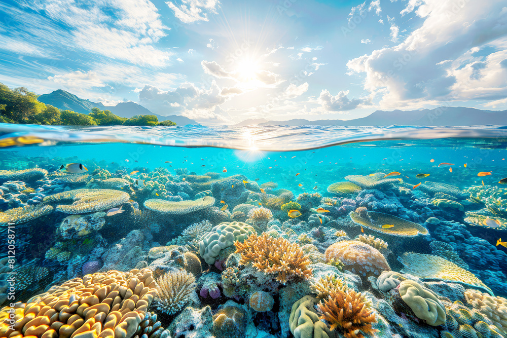 Naklejka premium Vibrant ocean life celebrating World Oceans Day.