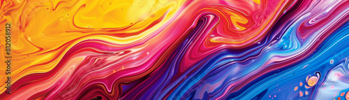 Abstract Marbled Acrylic Painted Waves, Colorful Background Texture, Artistic Rainbow Pattern Design