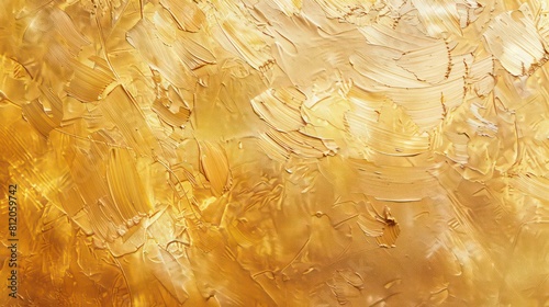 Golden texture abstract print on canvas. This artwork is rendered in oil and features brushstrokes of paint. It represents contemporary art and is suitable for prints, wallpapers, posters, cards