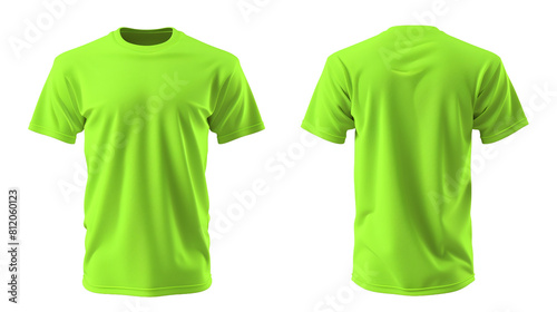 Wallpaper Mural A neon green blank jersey t-shirt mockup template, showcasing both front and back views on a transparent background. Torontodigital.ca