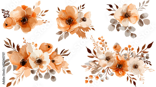 Watercolor brown and beige floral elements