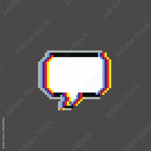 speech bubble glitch effect in pixel art retro 90's style