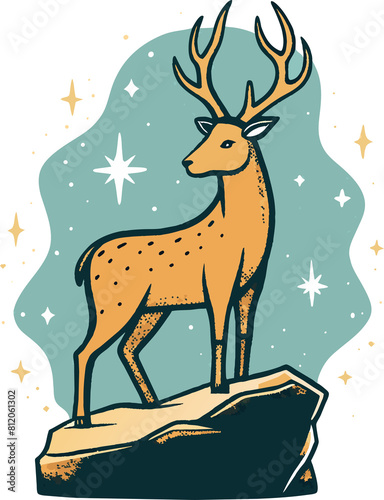 T-shirt design landscape deer