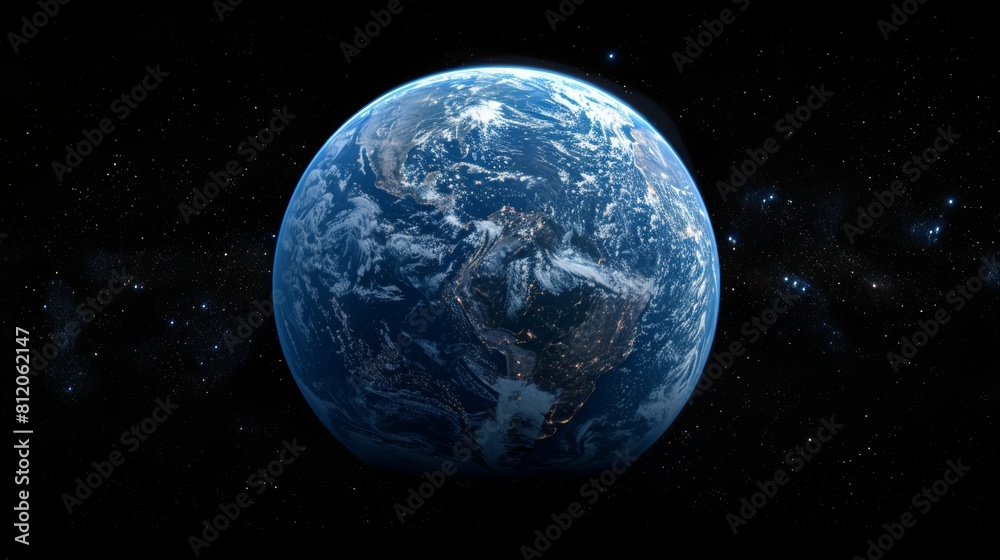 Illustration of a sunrise on Earth from space. Space. Planet Earth.