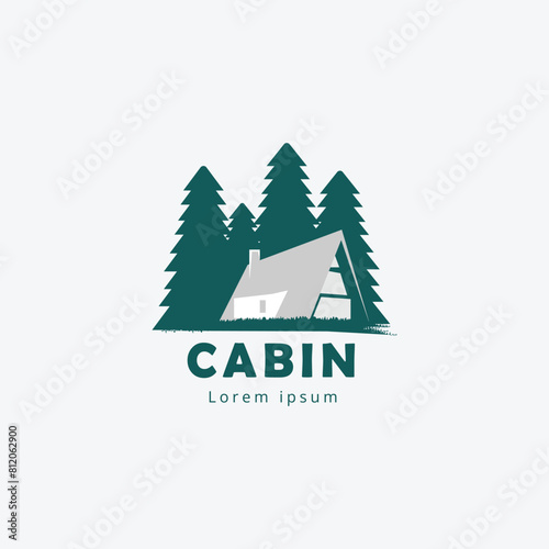 Cabin forest vector logo design template