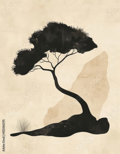 Whimsical Upside Down Tree Illustration for Nature Lovers Generative AI photo